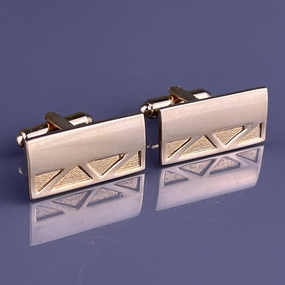 Triangles Rectangle Cufflinks Gold Tone Mid Century Simple Shields Vintage